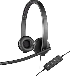 Проводные наушники Logitech H570e, стереофонические наушники с микрофоном с шумоподавлением, USB-подключением, встроенными элементами управления с кнопкой отключения звука, светодиодным индикатором, для ПК/Mac/ноутбука — черные.