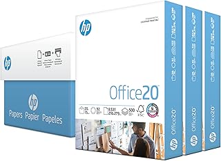 Бумага для принтера HP | Бумага 8,5 x 11 дюймов | Офисная, 20 фунтов | Упаковка из 3 пачек - 1500 листов | Яркость 92 | Сделано в США - сертифицировано FSC | 112090C, белая