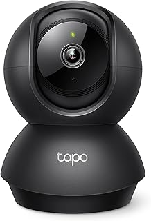 Камера видеонаблюдения Tapo от TP-Link с функцией поворота и наклона, предназначенная для наблюдения за ребенком, домашних животных, с датчиком движения, разрешением 1080p, двусторонней аудиосвязью, ночным видением, облачным и SD-хранилищем, совместимостью с Alexa и Google Home, черная (Tapo C201)