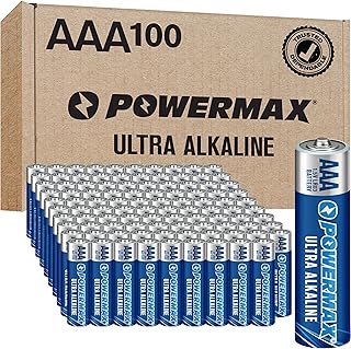 Набор из 100 батареек Powermax Triple AAA, сверхдолговечные щелочные батарейки для дома и офиса, срок хранения 10 лет, многоразовая упаковка.