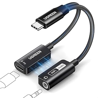 Магнитный USB-C адаптер и зарядное устройство UGREEN 2 в 1: аудиоразъем 3,5 мм высокого разрешения 32 бит/384 кГц AUX на USB-C с поддержкой PD и быстрой зарядкой 60 Вт для iPhone 16 Pro Max, Switch 2, Galaxy S25 Ultra, iPad Pro