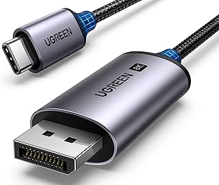 Кабель UGREEN USB C — DisplayPort 1.4, 8K@60Hz, 4K@240Hz, однонаправленный, Thunderbolt 4/3 — DisplayPort, USB C — DP 32.4 Гбит/с, совместим с iPhone 16, MacBook Pro/Air, iPad, Mac Mini, Galaxy, XPS, 1,9 м.