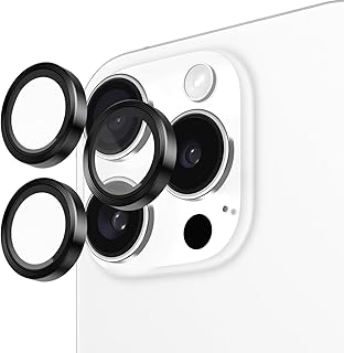 Защитная пленка для объектива камеры Pelican с алюминиевыми кольцами для iPhone 16 Pro Max/iPhone 16 Pro - закаленное стекло 9H - прочное, устойчивое к царапинам и осколкам, обеспечивает HD-изображение с ночной съемкой, совместимо с чехлами, легко устанавливается - черная