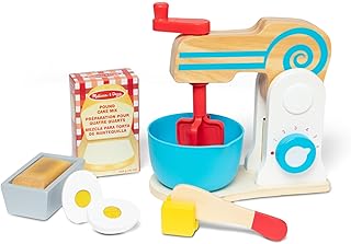 Деревянный набор для выпечки торта Melissa & Doug Make-a-Cake Mixer (11 предметов) - игрушечные продукты и кухонные аксессуары - сертифицировано FSC.