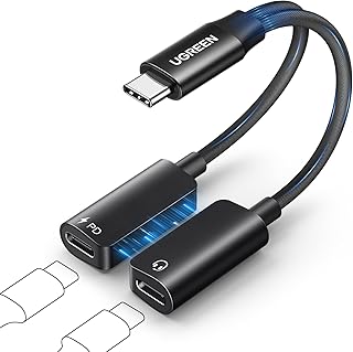 UGREEN Магнитный USB-C разветвитель 1 вход 2 выхода, двойной USB-C для наушников и зарядное устройство, аудиоадаптер Type-C с поддержкой быстрой зарядки PD 60 Вт, кабель-адаптер для iPhone 16 Pro Max, Galaxy S25, Pixel 9, iPad Pro, Switch 2