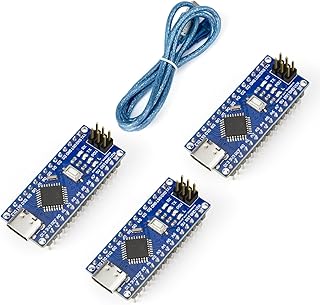 Предварительно припаянные нано-платы ELEGOO с USB-C и кабелем, совместимые с Arduino IDE, микроконтроллером ATmega+328P и чипом CH340.