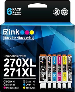 Чернильные картриджи E-Z Ink 270 271 XL, совместимые с принтерами Canon PGI-270XL CLI-271XL (набор из 6 цветов), подходят для принтеров TS9020 MG7720 TS8020 MG5720 MG5721 MG5722 MG6820 MG6821 MG6822 TS5020 TS6020.