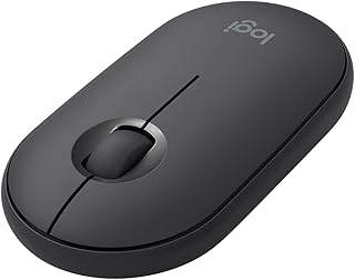 Беспроводная мышь Logitech Pebble с Bluetooth или приемником 2,4 ГГц, бесшумная, тонкая компьютерная мышь с тихими щелчками, для ноутбука/iPad/ПК/Mac/Chromebook - графитовый цвет.