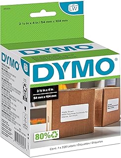 Оригинальные транспортные этикетки DYMO LW, этикетки DYMO для принтеров этикеток LabelWriter, 2-1/8" x 4", 1 рулон из 220 штук.