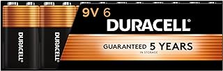 Батарейки Duracell Coppertop 9 В, 6 штук (упаковка из 1 шт.), 9-вольтовые батарейки с длительным сроком службы, универсальные щелочные батарейки 9 В для бытовых и офисных устройств.