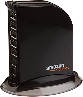 7-портовый USB 2.0 концентратор Amazon Basics в корпусе Tower с адаптером питания 5 В/4 А, черный