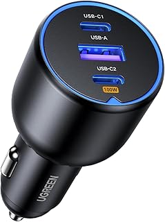 Автомобильное зарядное устройство UGREEN 130 Вт USB C, адаптер зарядного устройства Type C, совместимый с iPhone 16, 16 Plus, 16 Pro, 16 Pro Max, 15, 14, 13, 12, Galaxy S24, S23 Ultra, iPad, MacBook и другими устройствами.