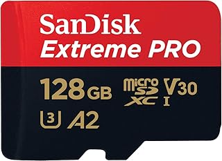 Адаптер Sandisk SDSQXCD-128G-GN6MA Extreme Pro Microsdxc 128 ГБ + SD-карта, скорость передачи данных 200 Мбит/с, интерфейс A2 C10 V30 U, скорость 90 Мбит/с.