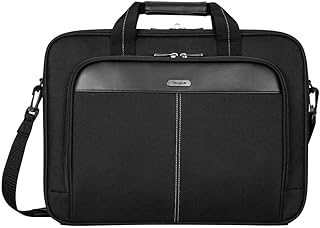 Сумка для ноутбука Targus Classic Slim 15-16 дюймов, черная - Эргономичный портфель и сумка-мессенджер - Просторная сумка для ноутбука с мягкой подкладкой из пеноматериала для ноутбуков до 16 дюймов (TCT027US)