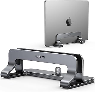 Вертикальная подставка для ноутбука UGREEN для рабочего стола, совместимая с MacBook Pro и MacBook Air, регулируемая по высоте, из алюминия, для игровых ноутбуков до 17,3 дюймов, серая.