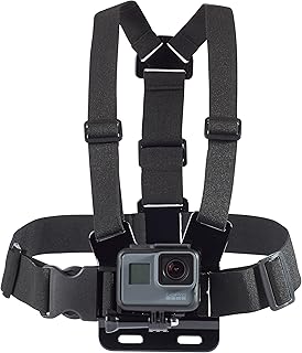 Регулируемый нагрудный ремень Amazon Basics для камеры GoPro (совместим с серией GoPro Hero), черный.