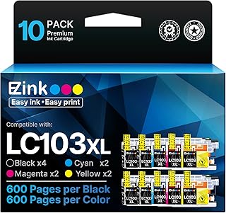 Сменные картриджи E-Z Ink для принтеров Brother LC103XL (LC103 XL, LC103BK, LC101, LC 103) для использования с MFC-J870DW, MFC-J470DW, MFC-J6920DW, MFC-J6520DW, MFC-J450DW (10 шт.)