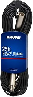 Гибкий кабель Shure C25J длиной 7,6 м (25 футов) с хромированными разъемами XLR, черный.