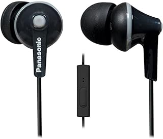 Проводные наушники Panasonic ErgoFit с микрофоном, разъемом 3,5 мм, микрофоном и контроллером вызовов, эргономичные амбушюры с индивидуальной посадкой (S/M/L), для телефонов и ноутбуков - RP-TCM125-K (черные)