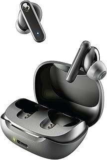 Беспроводные наушники Skullcandy Smokin’ Buds, Bluetooth-наушники, шумоизоляция, до 20 часов работы от батареи, защита от пота и воды по стандарту IPX4, микрофон для iPhone и Android — черный цвет.