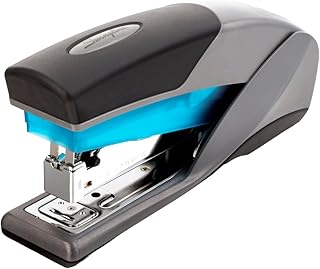 Степлер Swingline, вместимость 25 листов, Optima 25, защита от замятия бумаги, уменьшенное усилие при работе, мягкая рукоятка, сине-серый (66404)
