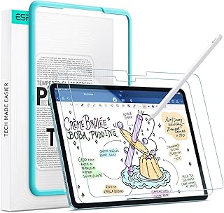 Комплект из 2 защитных пленок ESR с эффектом бумаги для iPad Air 11 дюймов M3/M2 (7-го/6-го поколения, 2025/2024), позволяют писать и рисовать как на бумаге, имеют твердость 9H, матовую поверхность для письма и рамку для выравнивания, антибликовое покрытие.