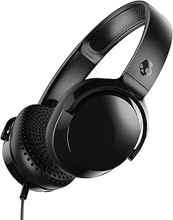 Проводные накладные наушники Skullcandy Riff, удобны для путешествий, с разъемом 3,5 мм, встроенным микрофоном, складной, легкой и комфортной конструкцией, прочным оголовьем — черные.