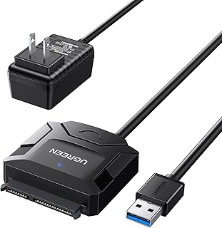 Кабель-адаптер UGREEN SATA — USB 3.0 для 3,5- и 2,5-дюймовых SSD/HDD жестких дисков, преобразователь дисков SATA III, поддержка UASP, совместимость с Samsung, Seagate, WD, Hitachi, с адаптером питания 12 В.