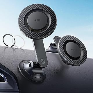Автомобильный держатель ESR для MagSafe, модернизированный магнитный держатель для телефона на приборную панель, вращение на 360°, автомобильный держатель для iPhone 16/16e/15/14/13/12, S25, сильные магниты, автомобильные аксессуары (с 2 металлическими кольцами)