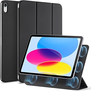 Чехол ESR для iPad (A16) 11-го/10-го поколения (2025/2022, 10,9 дюйма), удобное магнитное крепление, трехсторонняя складная подставка, легкая защита, автоматическое включение/выключение экрана, серия Rebound, черный.