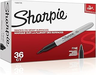 Набор перманентных маркеров Sharpie с тонким наконечником, 36 штук, черный.