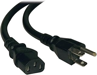 Сетевой кабель Tripp Lite Heavy Duty для компьютера, 15 А, 14AWG (NEMA 5-15P по IEC-320-C13), 3 метра (P007-010), черный.