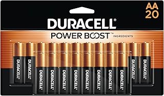 Батарейки Duracell Coppertop AA с добавками Power Boost, упаковка из 20 штук, щелочные батарейки AA для бытовых и офисных устройств.