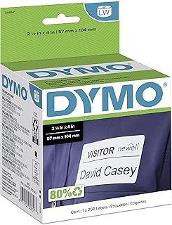 Оригинальные именные этикетки DYMO LW для принтеров LabelWriter, белые, 2-1/4" x 4", 1 рулон, 250 штук.
