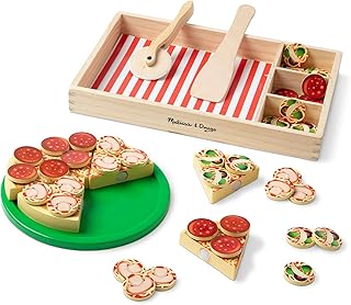 Деревянный набор игрушечной еды Melissa & Doug «Пицца-вечеринка» с 54 начинками.