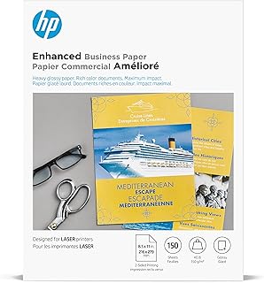Бумага HP Enhanced Business Paper, глянцевая, 8,5 x 11 дюймов, 40 фунтов, 150 листов, совместима с лазерными принтерами (Q6611A)