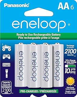 Аккумуляторные батареи Eneloop Panasonic BK-3MCCA6BA AA 2100 циклов, никель-металлгидридные, предварительно заряженные, комплект из 6 батарей.