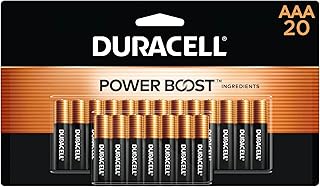 Батарейки Duracell Coppertop AAA с добавками Power Boost, упаковка из 20 штук, щелочные батарейки AAA с длительным сроком службы для бытовых и офисных устройств.