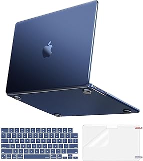 Чехол MOSISO, совместимый с MacBook Air 13 дюймов (2025, 2024, 2023, 2022) для моделей M4 A3240 M3 A3113 M2 A2681, 100% соответствие официальному цвету, тонкий жесткий чехол, накладка на клавиатуру и защитная пленка для экрана MacBook Air 13.6, цвет Midnight Clear.