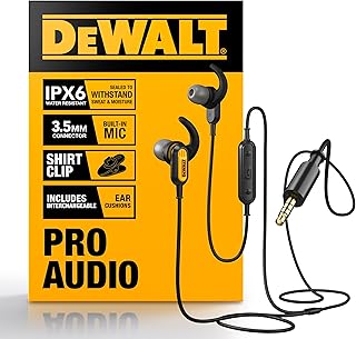 Наушники DEWALT Heavy Duty с микрофоном, проводные, для работы на стройплощадке, с разъемом 3,5 мм, водостойкие, с микрофоном, для работы на открытом воздухе.