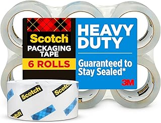 Прочная упаковочная лента Scotch Heavy Duty, прозрачная, для транспортировки и упаковки, 1,88 дюйма x 54,6 ярда, 6 рулонов.