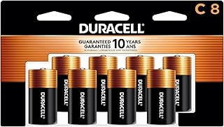 Батарейки Duracell Coppertop C, упаковка из 8 штук, батарейки типа C с длительным сроком службы, универсальные щелочные батарейки типа C для бытовых и офисных устройств.