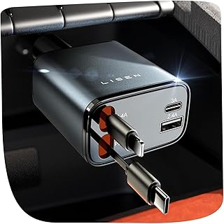 Выдвижное автомобильное зарядное устройство LISEN, 69 Вт, USB-C, автомобильный адаптер для iPhone 16, быстрая зарядка, подарки для женщин и мужчин, распродажа ко Дню труда, аксессуары для грузовиков, для iPhone 16 Pro Max 15 14 13 12