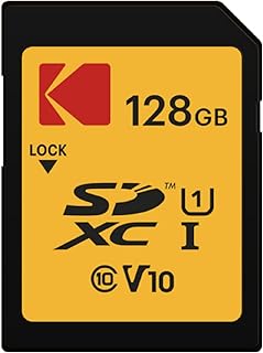 Карта памяти KODAK SDXC 128 ГБ UHS-I U1 V10 Premium, скорость чтения до 85 МБ/с, для видео Full HD и фотографий высокого разрешения, совместима со стандартом SDXC - EKMSD128GXC10K