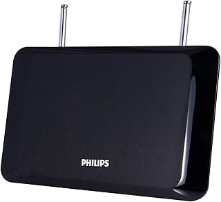 Комнатная телевизионная антенна Philips, идеально подходит для домашнего декора, цифровая, HDTV, совместима со Smart TV, 4K 1080p VHF UHF, коаксиальный кабель 1,8 м, диполи, черная, SDV1227B/27