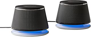 Стереоколонки Amazon Basics 2.0 для ПК или ноутбука, 3,5-мм AUX-вход, питание от USB, 1 пара, черные.
