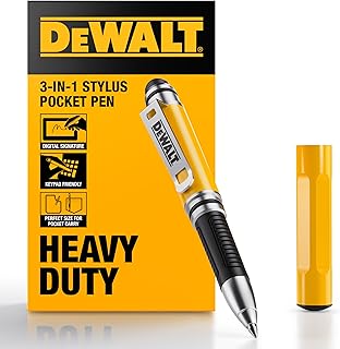 Мини-стилус DEWALT Heavy Duty 3-в-1 для карманного использования, стилусы для планшетов iPad, стилусы для сенсорных экранов, шариковые ручки с наконечником для сенсорных экранов и клавиатуры, совместимый стилус для iPhone, дополнительный картридж с чернилами, подарок для папы.