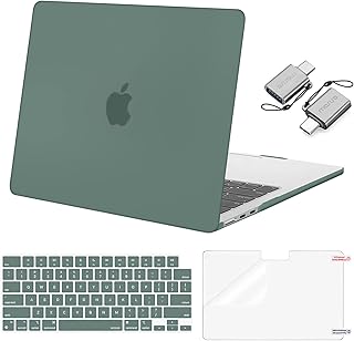 Чехол MOSISO, совместимый с MacBook Air 13 дюймов (2025, 2024, 2023, 2022) для моделей M4 A3240 M3 A3113 M2 A2681, пластиковый жесткий корпус, чехол для клавиатуры, защитная пленка для экрана и разъем Type-C для MacBook Air 13,6 дюймов, изумрудно-зеленый.