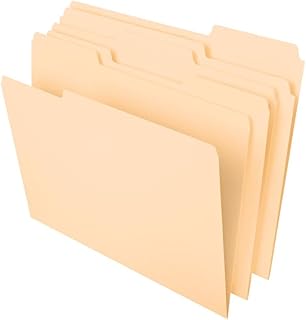 Папки для документов Pendaflex, формат Letter, 8-1/2" x 11", классическая манильская бумага, разделители с вырезом 1/3 в левом, правом и центральном положениях, 100 штук в коробке (65213)