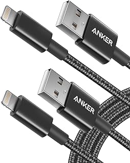 Высококачественный нейлоновый кабель Lightning Anker длиной 1,8 м (6 футов), сертифицированный Apple MFi, подходит для зарядки iPhone, iPhone X/8/8 Plus/7/7 Plus/6/6 Plus/5s, iPad, iPad mini и других устройств (черный).